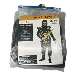 Celebrate Boys Skull Ninja Costume Size Large 10-12 Halloween Trick or‎ Treat